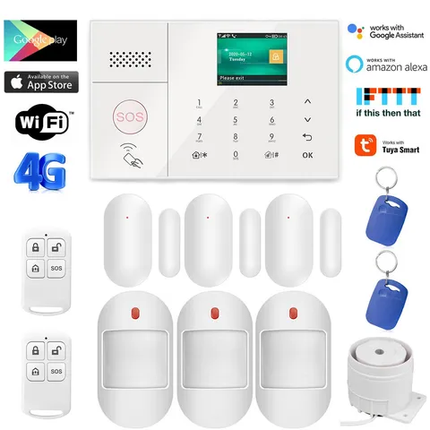 Wireless & Wired WiFi+US 4G Office Home Burglar Security Alarm System TUYA APP