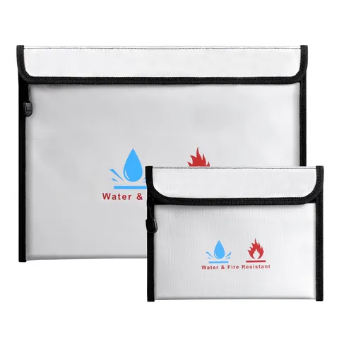 Fireproof document cash storage bags (two-pack)