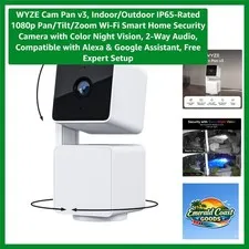AI-Powered 1080p Security Camera with 2-Way Audio & Motion Tracking - Cam Pan v3