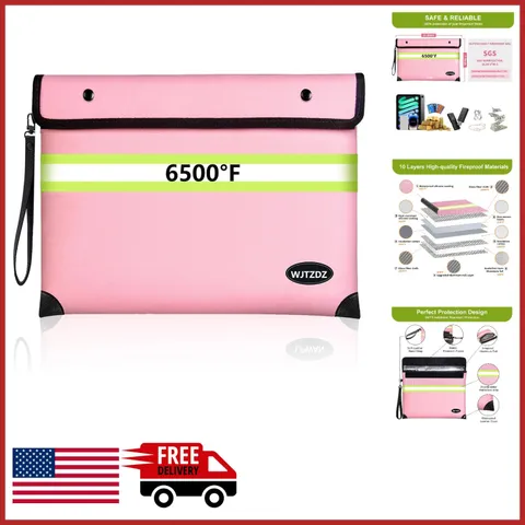 Fireproof Document Bag with Reflective Strip and Waterproof Zipper for Safety
