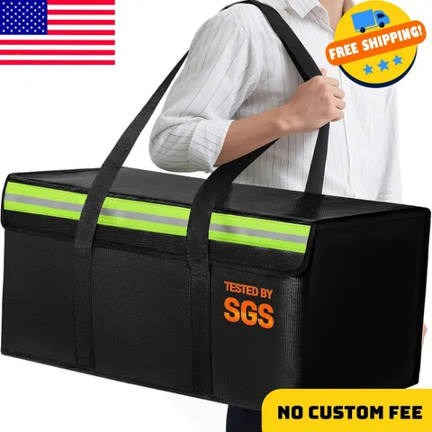 Large Fireproof Document Bags 24x12x12in, Fireproof Document Box for Cash