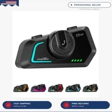 T1 PRO Motorcycle Intercom V5.4 with Music Sharing, One-Click Switching for 4 Fu