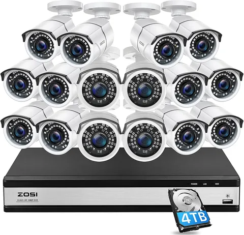 ZOSI H.265+ 16CH DVR 1080p Security Camera  CCTV System 120 Night Vision 4TB HDD