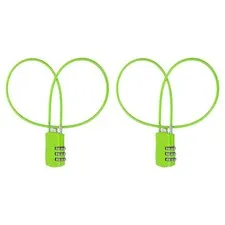 2 Pcs 3 Digit Luggage Cable Combination Lock with 20" Long Cable, Green