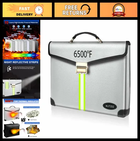 Fireproof Money Bag 6500°F - Large Capacity, Waterproof Zipper, Heat Insulated,