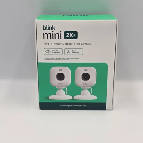 Blink Mini 2K+ (2-Camera Kit) Plug-In Indoor Camera Color Night Vision NEW