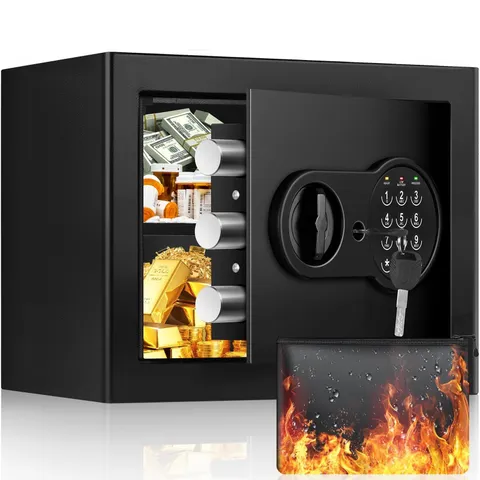 Mitlvge Safe Box with Fireproof Waterproof Bag, Home Safe with Keys & Pass Co...