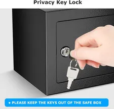 Safe Box with Key Lock, Steel Security Lock Box, 0.23 Cubic Feet, 9.06" W X 6...