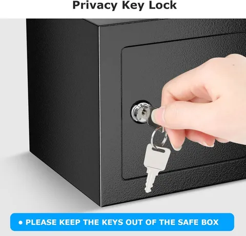 Safe Box with Key Lock, Steel Security Lock Box, 0.23 Cubic Feet, 9.06" W X 6...