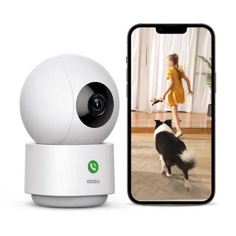 2K Indoor Security Camera Baby Monitor WiFi 360 Degree Pet Tracker Two Way Audio