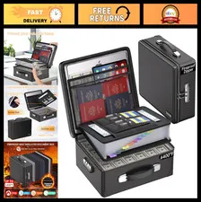 Fireproof Document Box with Lock - 6400°F Heat Insulated Safe, Water Resistant,