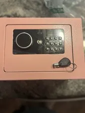 Pink Electronic Digital Safe Box w/ Keypad & Override Key Security Lock Box