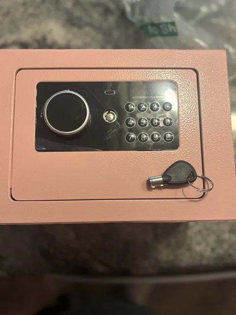 Pink Electronic Digital Safe Box w/ Keypad & Override Key Security Lock Box