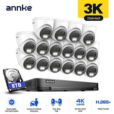 ANNKE 16CH 4K DVR 5MP Two Way Audio Security Camera System AI Color Night Vision
