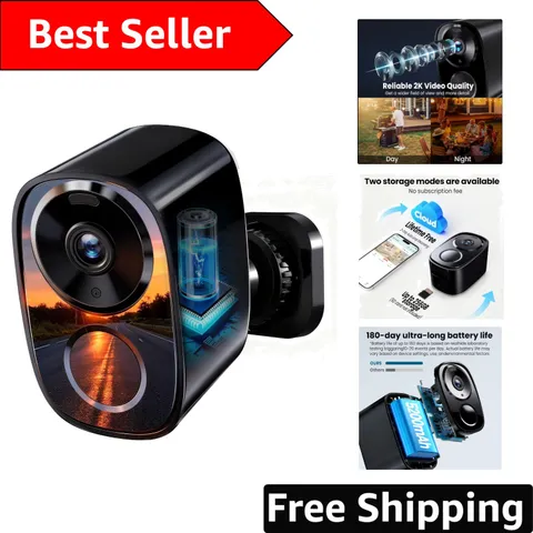Smart 2K Wireless Security Camera with Night Vision, Motion Alerts & App Control