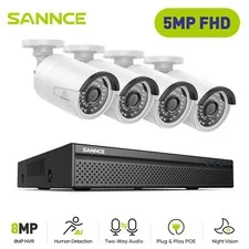 SANNCE 4K 8CH NVR 5MP POE Security IP Camera System 2-Way Audio Human Detection