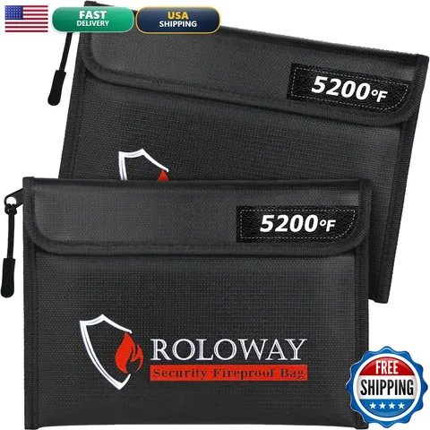 ROLOWAY Fireproof Bag (9.6 x 6.6 Inches) 5200 Heat Insulated, Fireproof Money