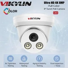 Vikylin 4K 8MP PoE IP Full Color Night Vision Camera Outdoor/Indoor Metal ONVIF