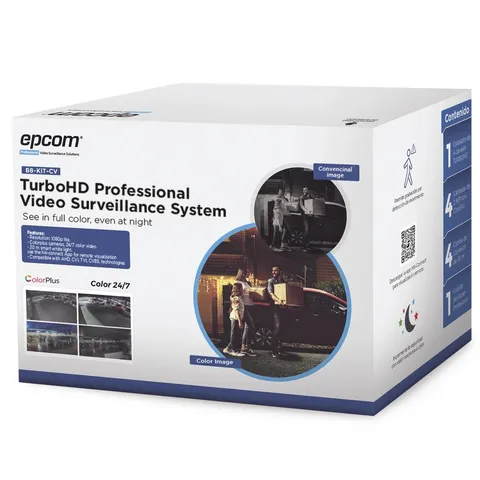 Epcom Professional Video Surveillance System Full Color + MIC DVR 4 cameras 2MP