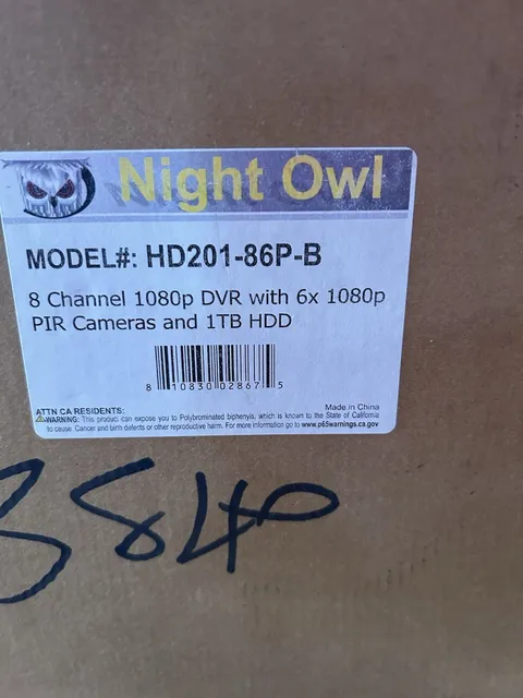 Night Owl 8 Ch 1080p AHD DVR Model #HD201-86P-B New Open Box Never Used