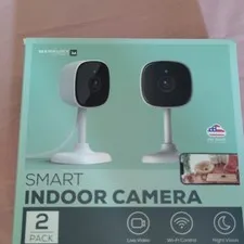 Merkury Smart Indoor Surveillance Cameras 2-Pack Wi-Fi Night Vision White