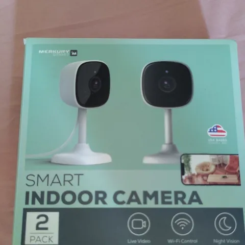 Merkury Smart Indoor Surveillance Cameras 2-Pack Wi-Fi Night Vision White