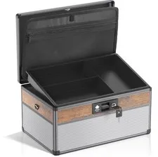 Portable Locking Cash Box Safe w/ Key Lock & Handle, 2 Keys, 16x10x7.5"