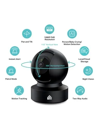KASA SMART 1080P INDOOR PAN/TILT WIRED SECURITY CAMERA - EC71 - BLACK
