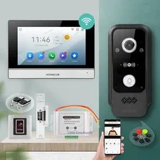 HOMSECUR 7" WIFI HD Video Door Phone Intercom Doorbell Door Unlock Monitoring
