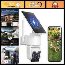 Wireless Outdoor Security Camera 5G WiFi, Solar-Powered, Night Vision, Motion De