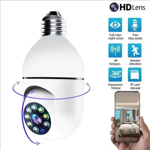 E27 Bulb Surveillance Outdoor Security Camera Automatic Night Vision Color Indoo