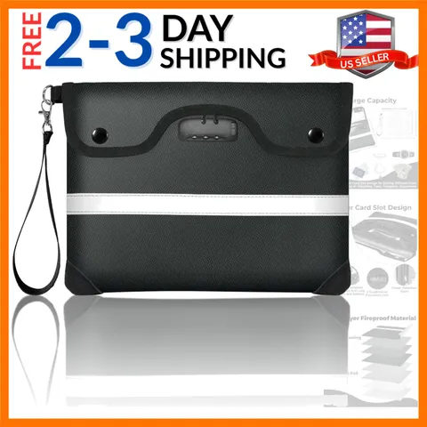 6200°F Fireproof Document Bag with Lock, 11.4 x 8.3 Inch Fire Proof Bag for D...