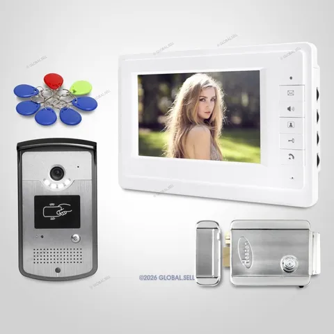 7" Video Door Phone Intercom System with Keyfobs Unlocking Camera for Apartment