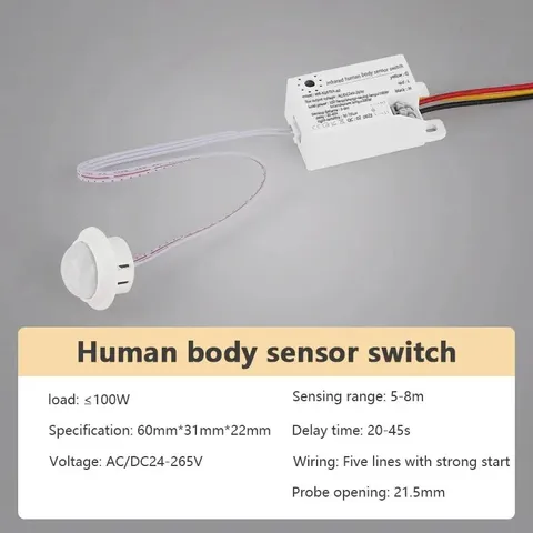 AC/DC24V-265V PIR Infrared Body Motion Sensor Switch Auto LED Lamp Control Delay