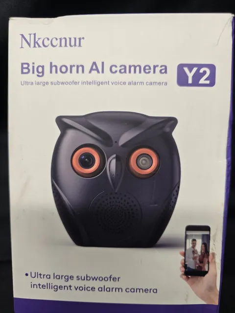 Nkccnur Y2 Big Horn AI Owl Security Camera 12 HD, Night Vision,2-Way Audio,Alarm