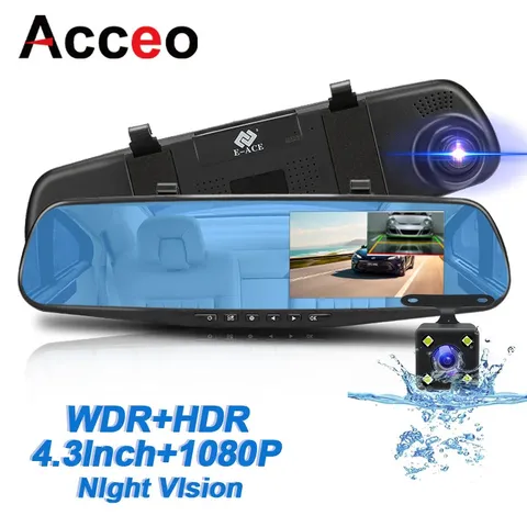 4.3 Inch 1080P Night Vision Camera Dual Lens DVR  Rearview Mirror Dashcam Car Dv