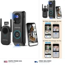JAIOTlink 2K Dual Lens Video Doorbell Camera Wireless with Chime, 64GB SD Car...
