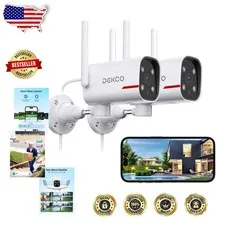 Outdoor 2K Security Camera 2 Pack | Waterproof, 180° View, 2.4GHz WiFi, Color...