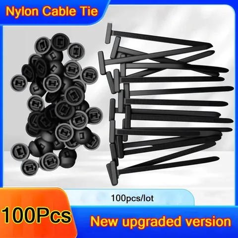 100 PCS Nylon Universal Cable Tie Buckle，Heavy Duty Self-Locking Zip Ties Holder