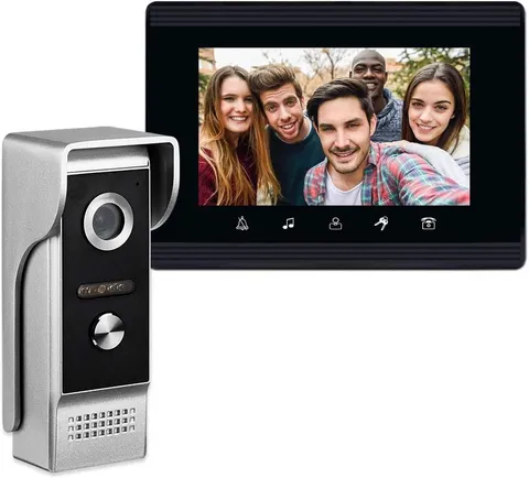 Video Intercom System, 7 Inche Monitor Wired Video Door Doorbell Kit | IR Outdoo