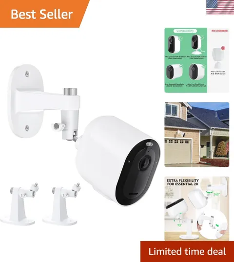 2-Pack White Adjustable Security Camera Mount - Fits Arlo Essential & Pro Series