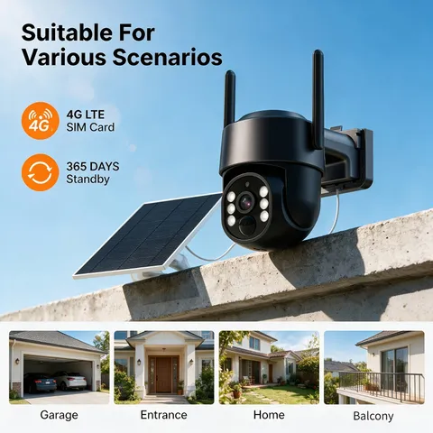 4G Solar Wireless PTZ Outdoor Security Camera, 365 Days Long Standby, Solar cam