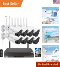 130° Wide-Angle & 2-Way Audio】 Outdoor Wireless Security Camera System, WiFi ...