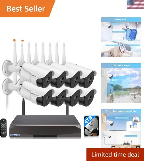 130° Wide-Angle & 2-Way Audio】 Outdoor Wireless Security Camera System, WiFi ...