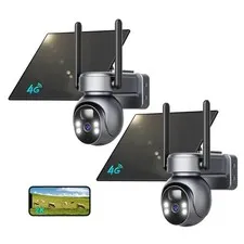 4G LTE Cellular Solar Security Camera Wireless Outdoor 2 Pack No WiFi Needed