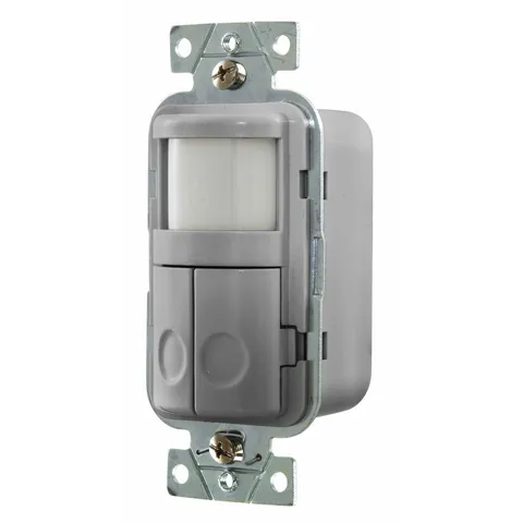 Hubbell Gray Occupancy Sensor Switch w/Nightlight No Neutral 2-Circuit WS1020NGY