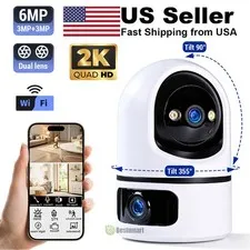 2K Dual Lens 6MP WiFi Security Camera Zoom Home Night Vision PTZ FUD Audio Cam