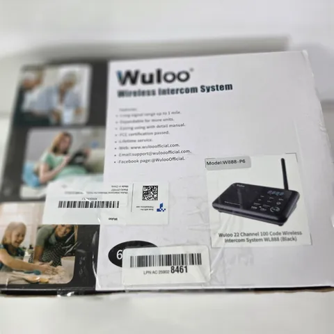 Wuloo Wireless Intercom System 22 Channel 1 Mile Range W888-P6 Black Open Box