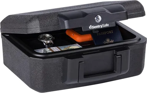 SentrySafe Fireproof Money Safe with Key Lock, Black Lock Box with Portable C...