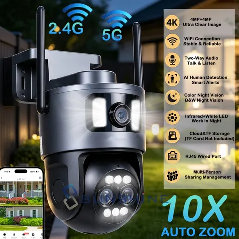Camara De Seguridad 10X Zoom HD Wifi Inalambrica Vision Nocturna Para Exterior